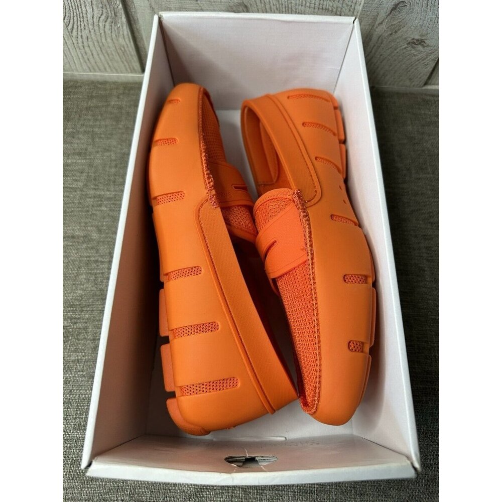 SWIMS Mens Penny Loafers Size 8 Machine Washable Boat Deck Orange Coral Shoes - Picture 9 of 11